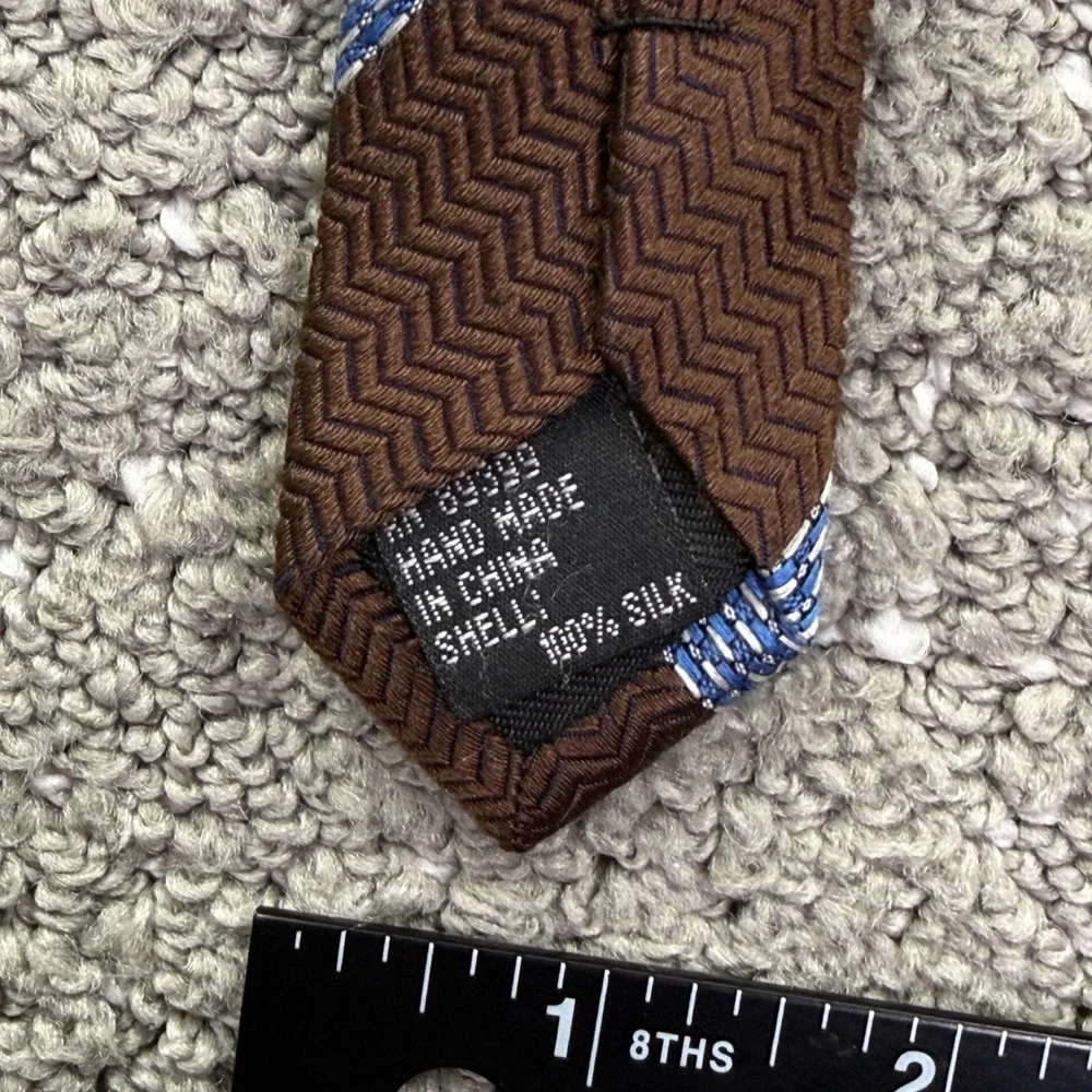 Sopranos Mens 100% Silk Tie Brown Blue Stripe Herringbone Repp Necktie Boss